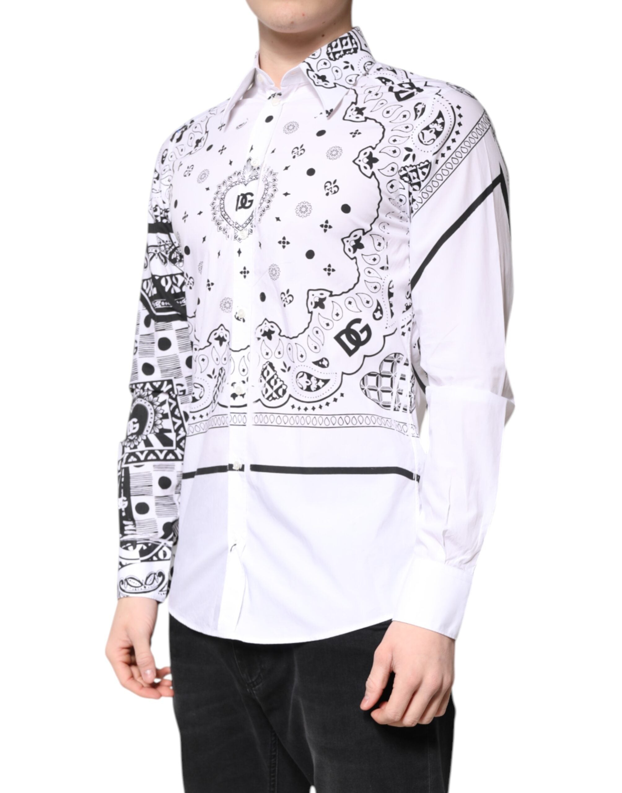 Dolce & Gabbana White Black Bandana MARTINI Men's Shirt